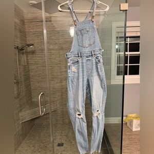 Distressed Denim Overalls